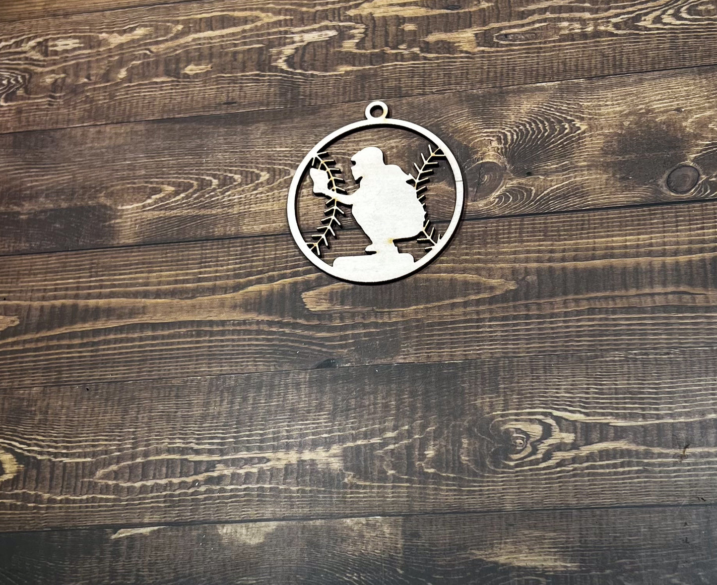 Softball Ornament, Personalized Ornament, Wooden Family Ornament , Laser Engraved Wood Ornament