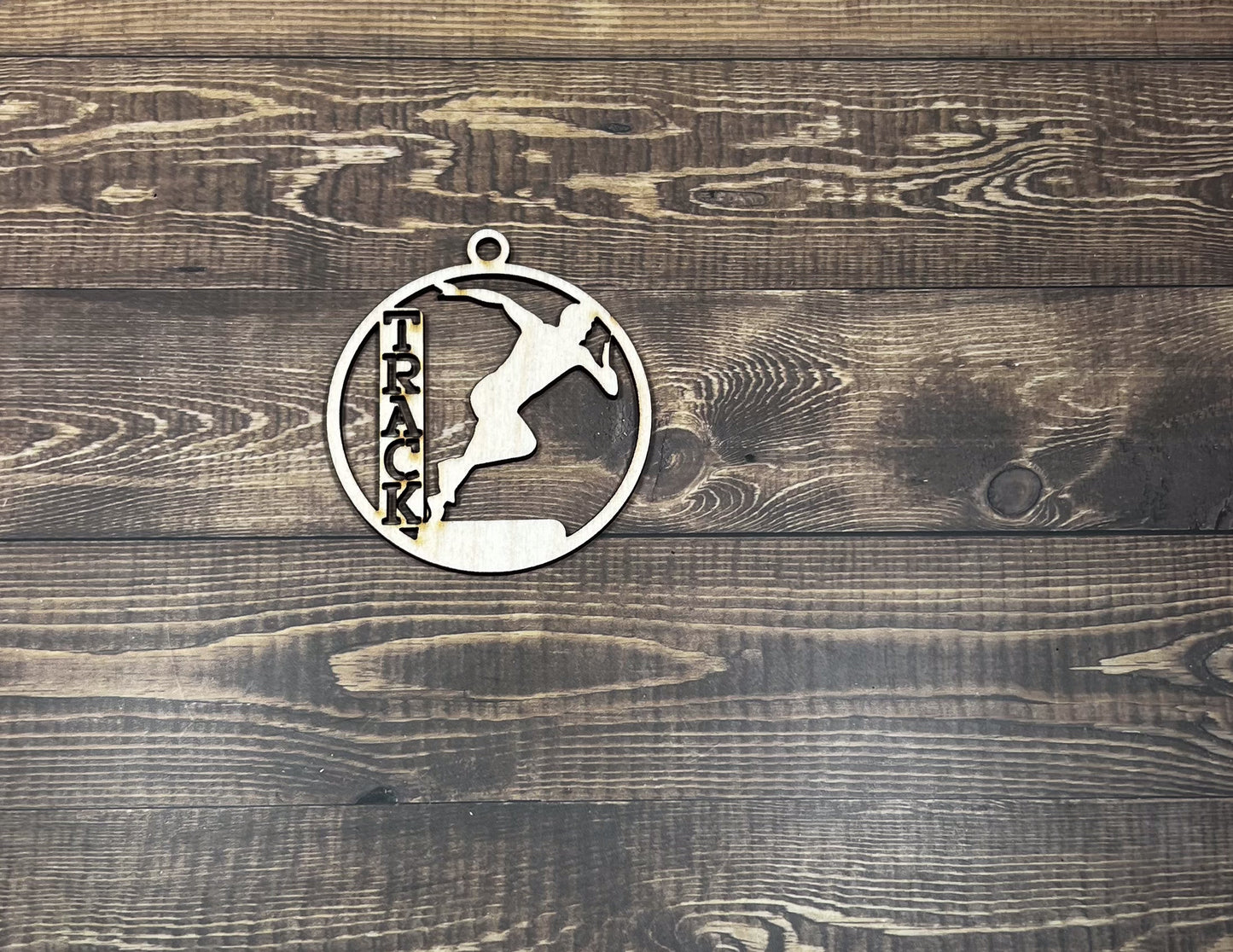 Track Wooden Sports Ornament, Sports Ornament, Engraved Ornament, Laser Engraved Wood Ornament