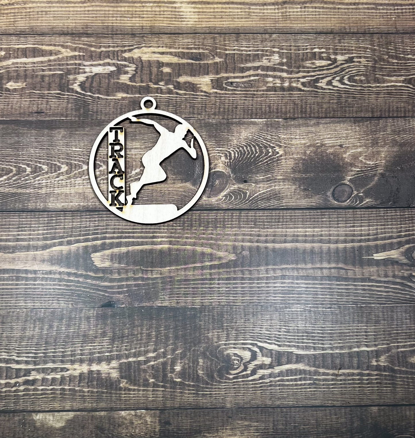 Track Wooden Sports Ornament, Sports Ornament, Engraved Ornament, Laser Engraved Wood Ornament