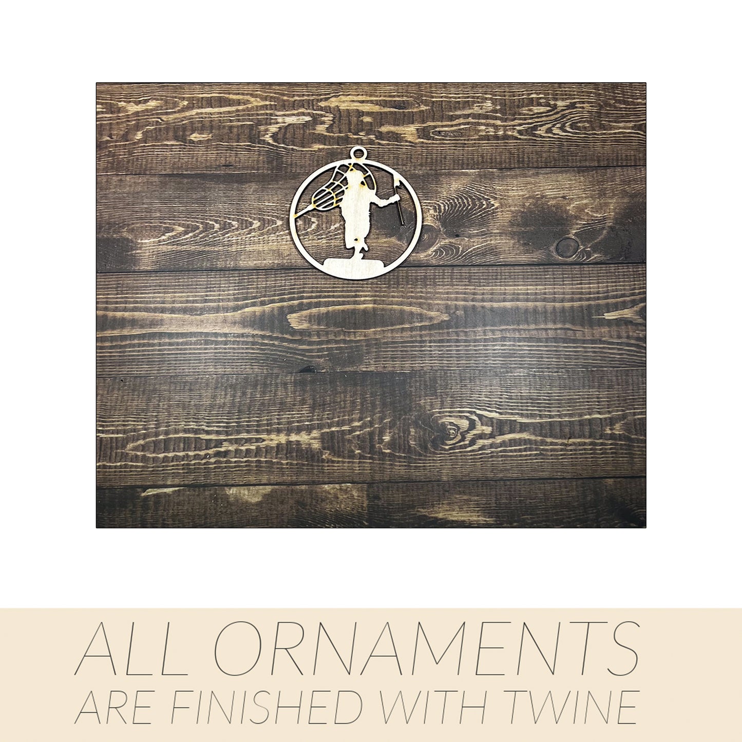 Lacrosse Ornament, Personalized Ornament, Wooden Family Ornament , Laser Engraved Wood Ornament