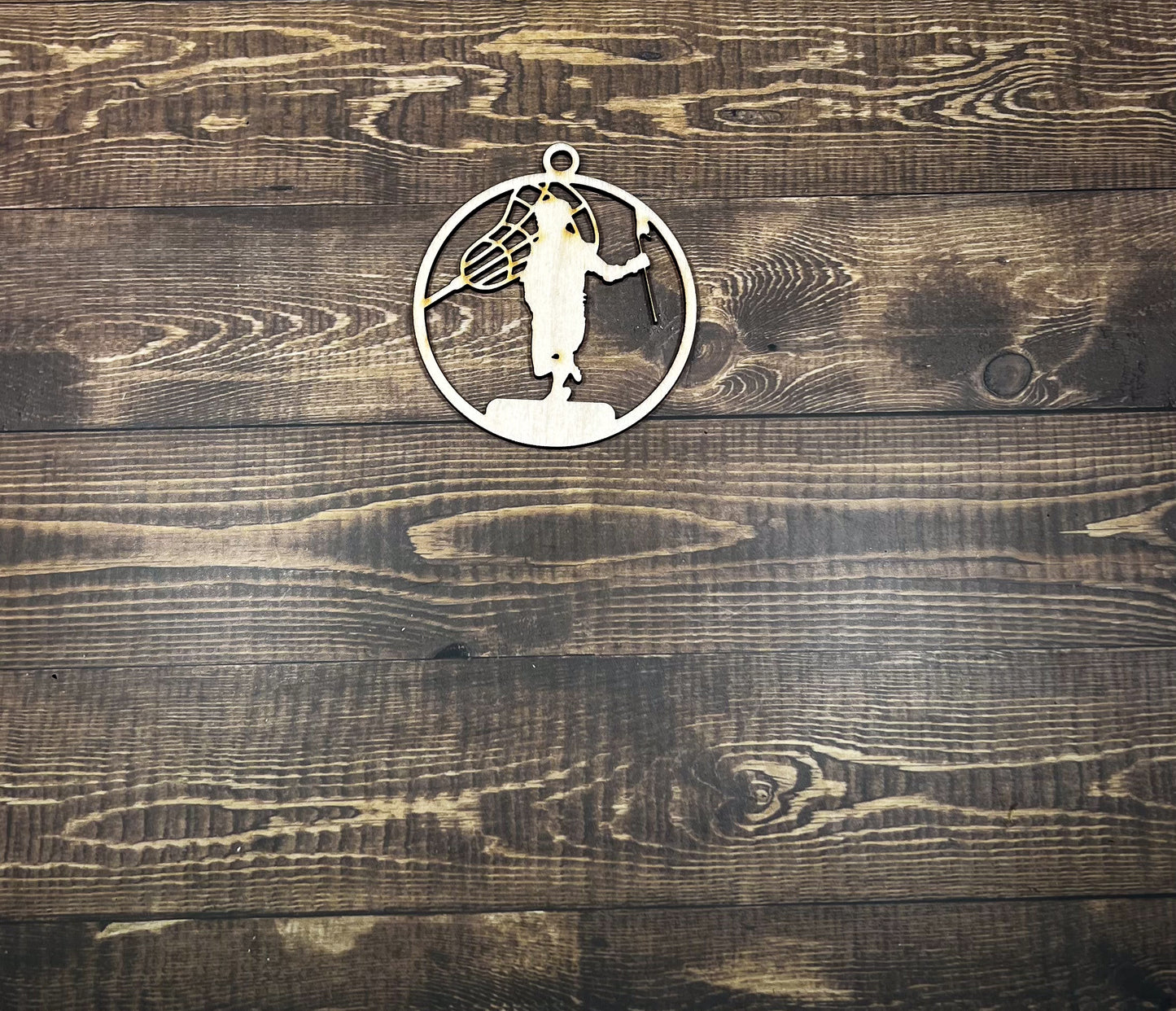 Lacrosse Ornament, Personalized Ornament, Wooden Family Ornament , Laser Engraved Wood Ornament