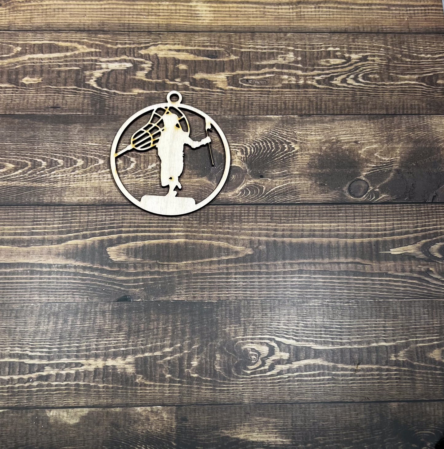 Lacrosse Ornament, Personalized Ornament, Wooden Family Ornament , Laser Engraved Wood Ornament