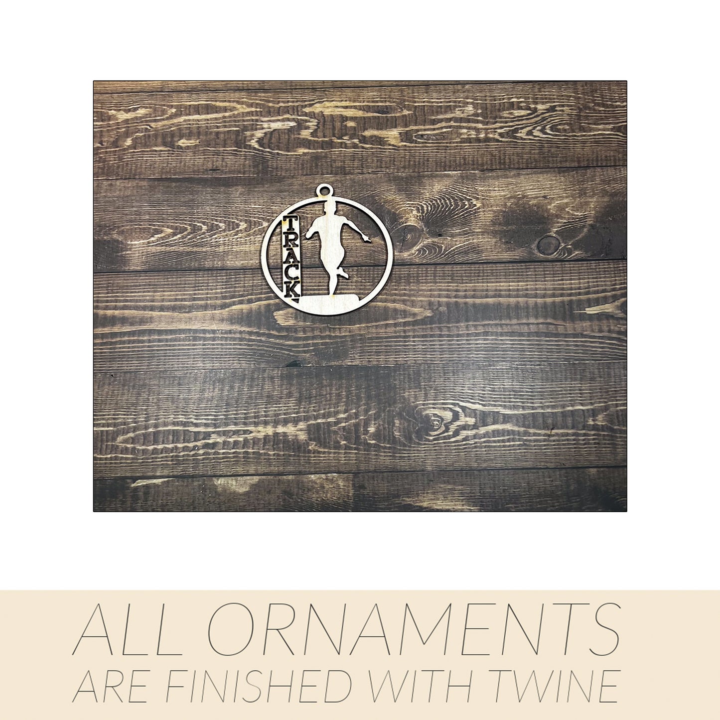 Track Ornament, Personalized Ornament, Wooden Family Ornament , Laser Engraved Wood Ornament