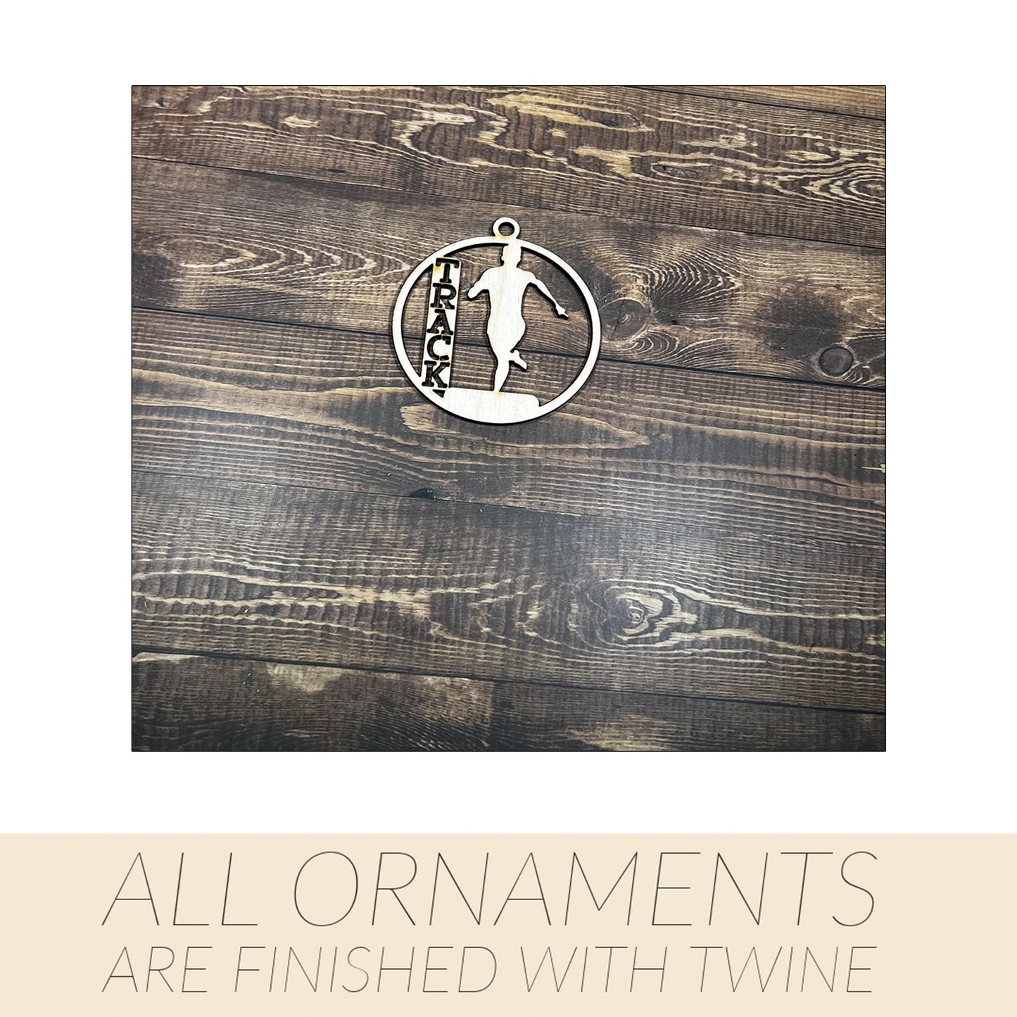 Track Ornament, Personalized Ornament, Wooden Family Ornament , Laser Engraved Wood Ornament