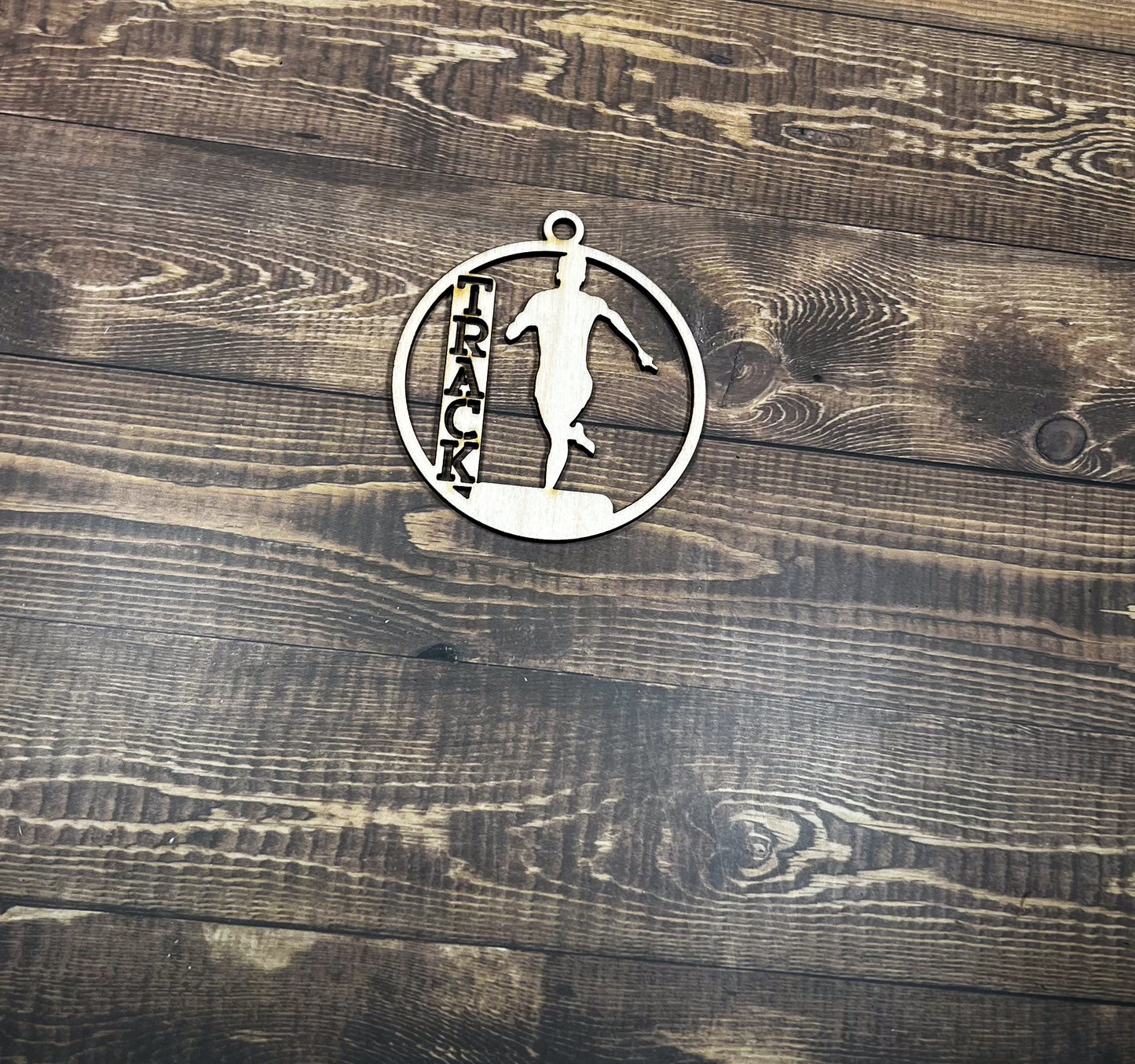 Track Ornament, Personalized Ornament, Wooden Family Ornament , Laser Engraved Wood Ornament