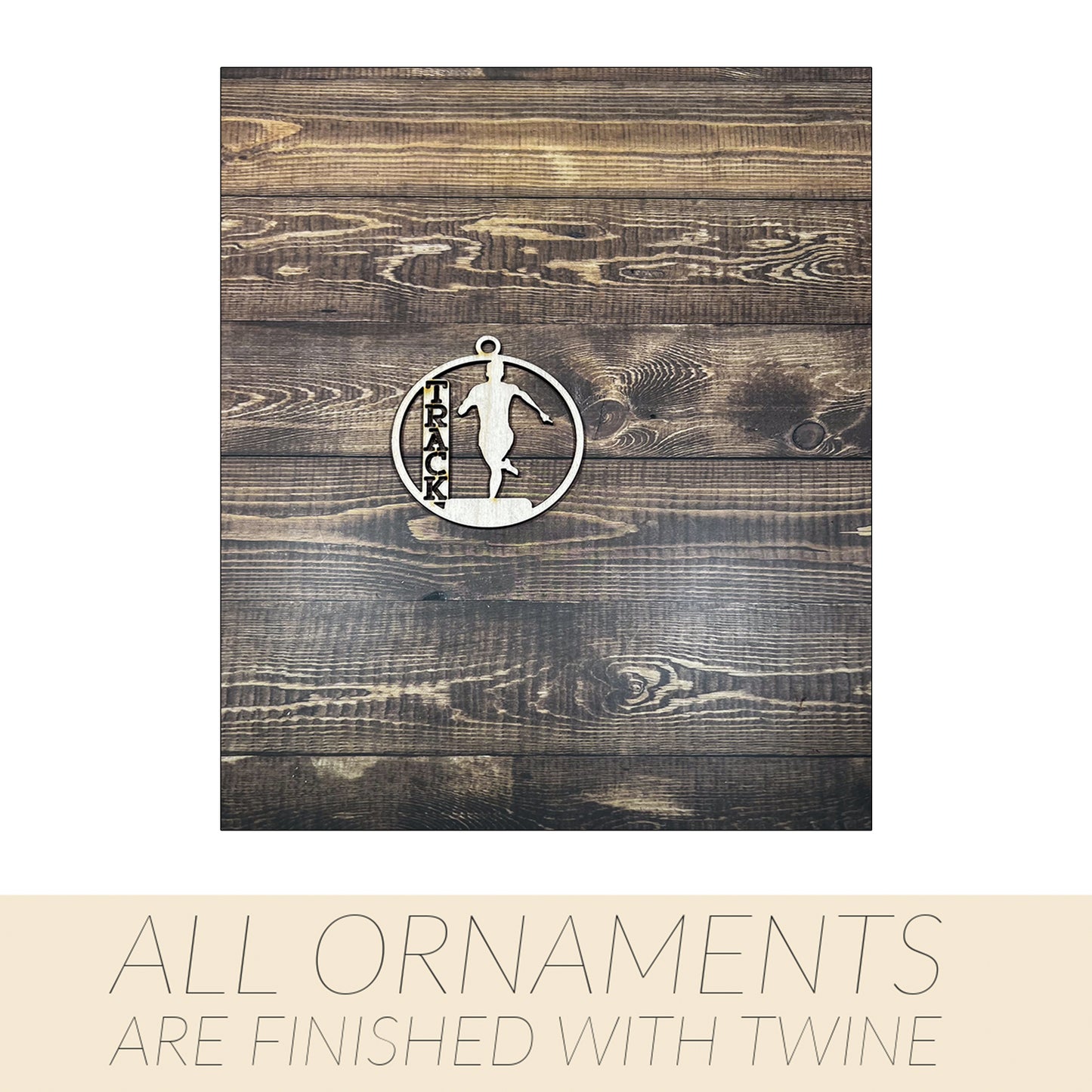 Track Ornament, Personalized Ornament, Wooden Family Ornament , Laser Engraved Wood Ornament