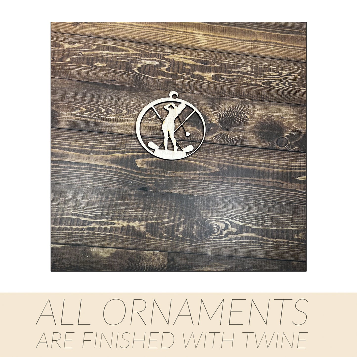 Golf Wooden Sports Ornament, Sports Ornament, Engraved Ornament, Laser Engraved Wood Ornament