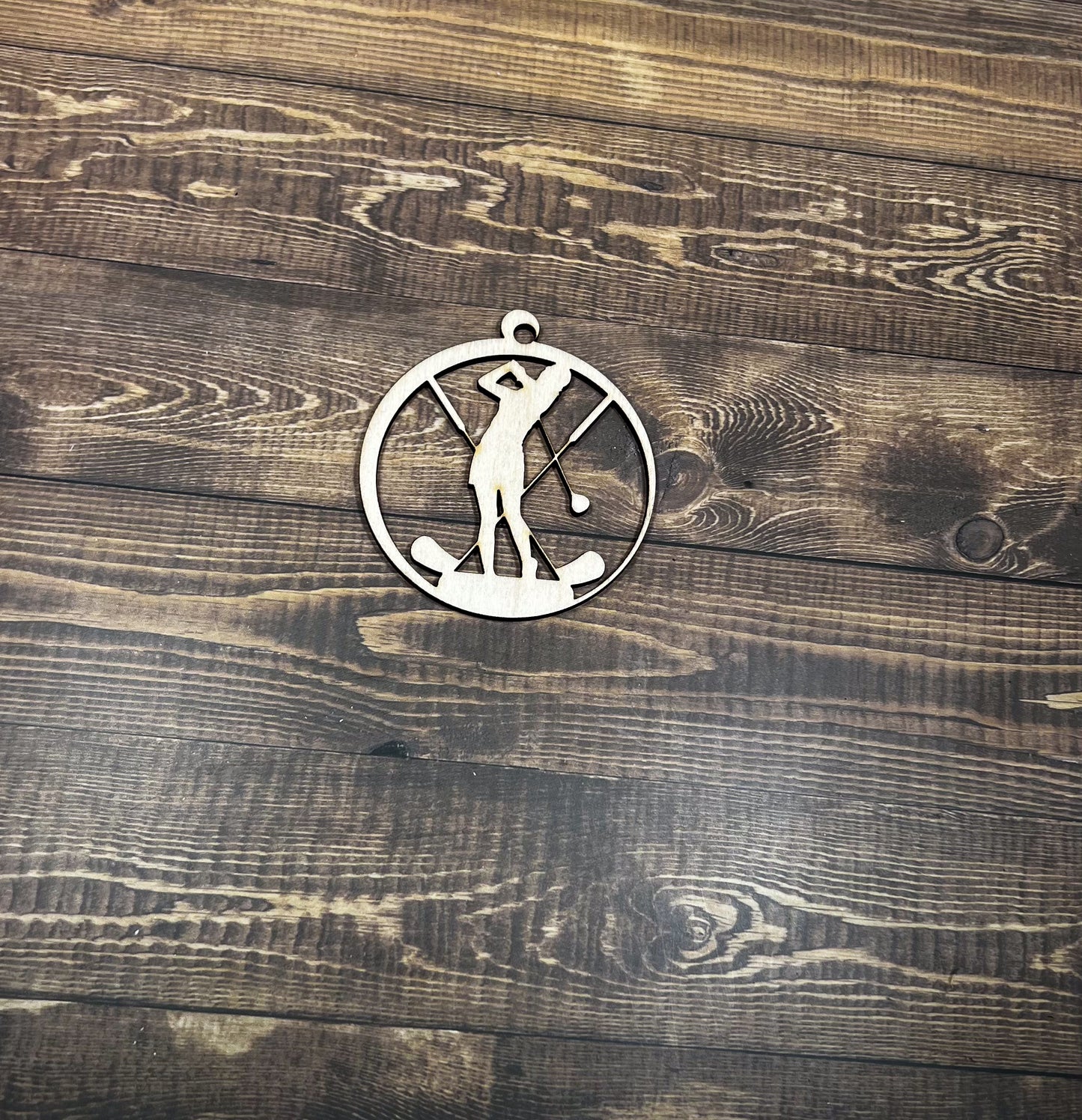 Golf Wooden Sports Ornament, Sports Ornament, Engraved Ornament, Laser Engraved Wood Ornament