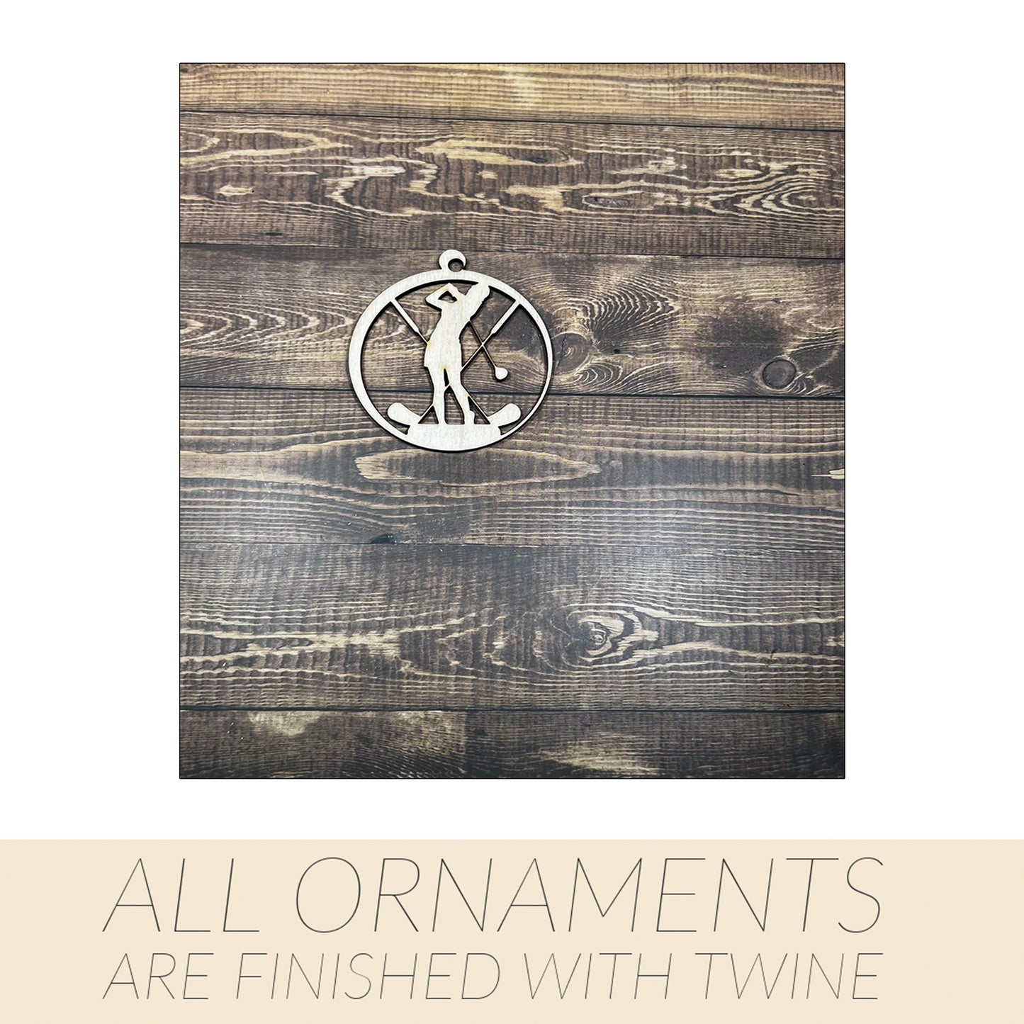 Golf Wooden Sports Ornament, Sports Ornament, Engraved Ornament, Laser Engraved Wood Ornament