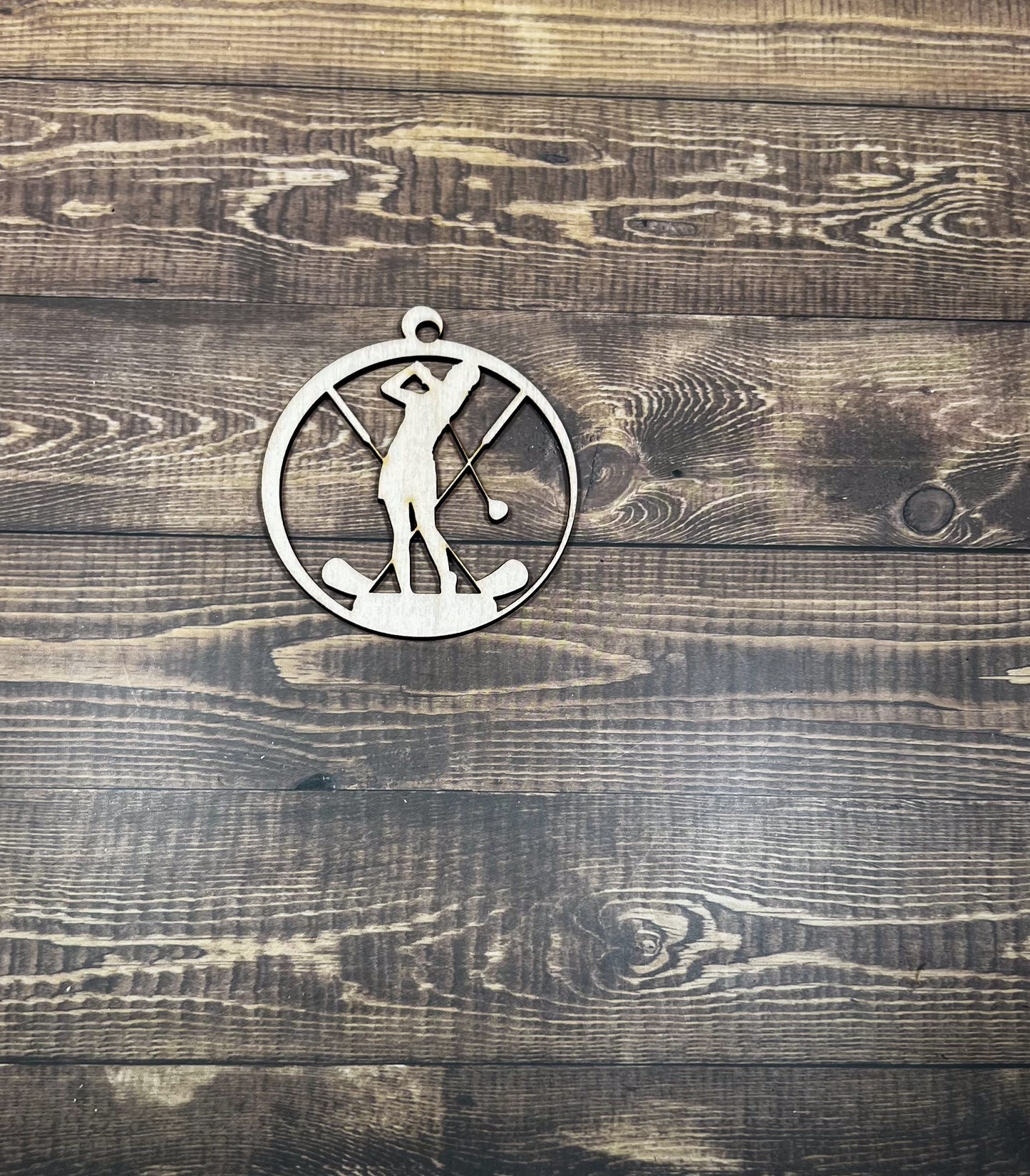 Golf Wooden Sports Ornament, Sports Ornament, Engraved Ornament, Laser Engraved Wood Ornament