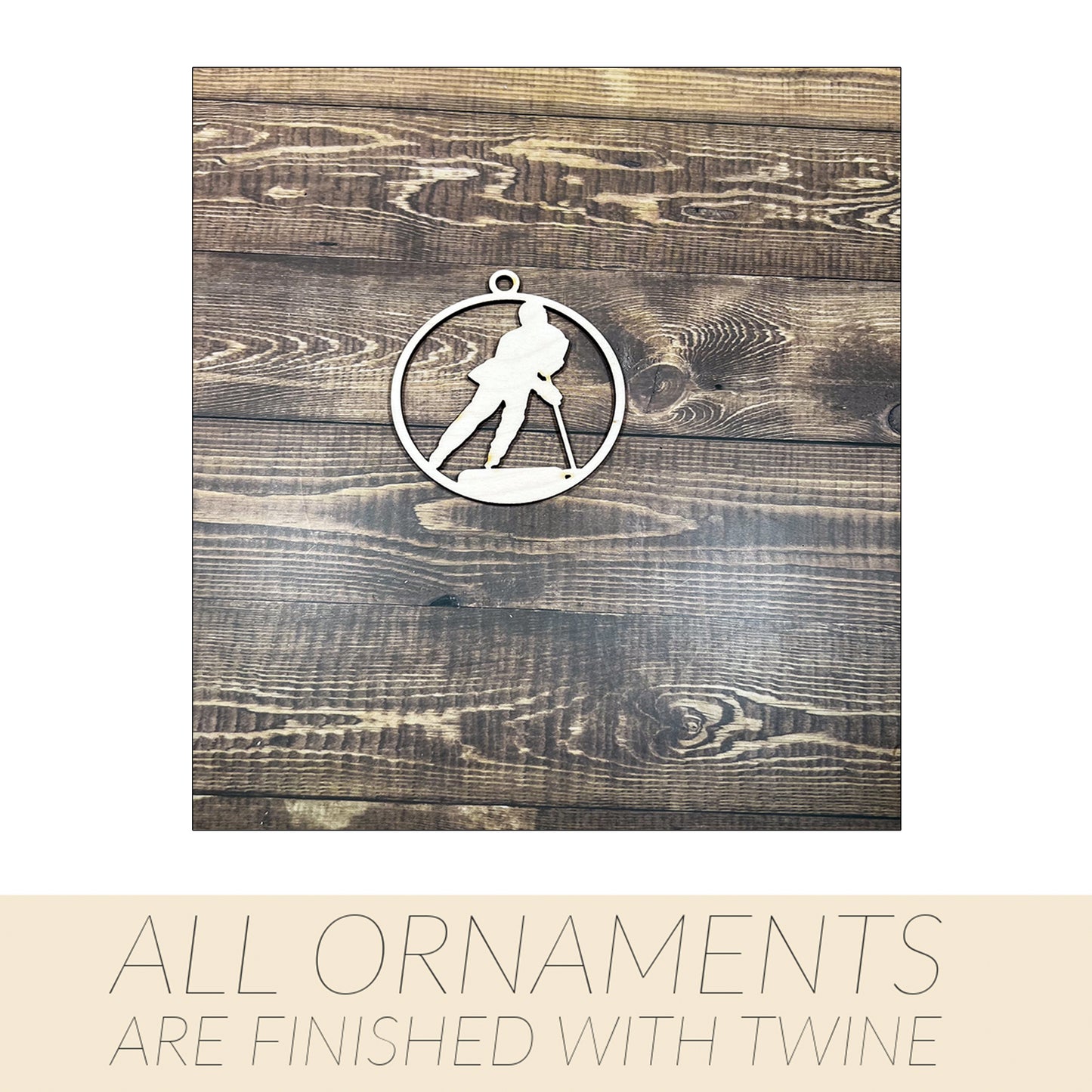 Ringette Sports Ornament, Sports Ornament, Engraved Ornament, Laser Engraved Wood Ornament