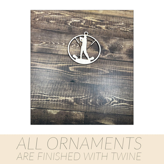 Golf Wooden Sports Ornament, Sports Ornament, Engraved Ornament, Laser Engraved Wood Ornament