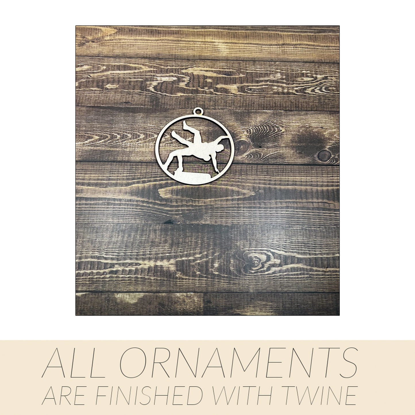 Wrestling Ornament, Wooden Sports Ornament, Sports Ornament, Engraved Ornament, Laser Engraved Wood Ornament