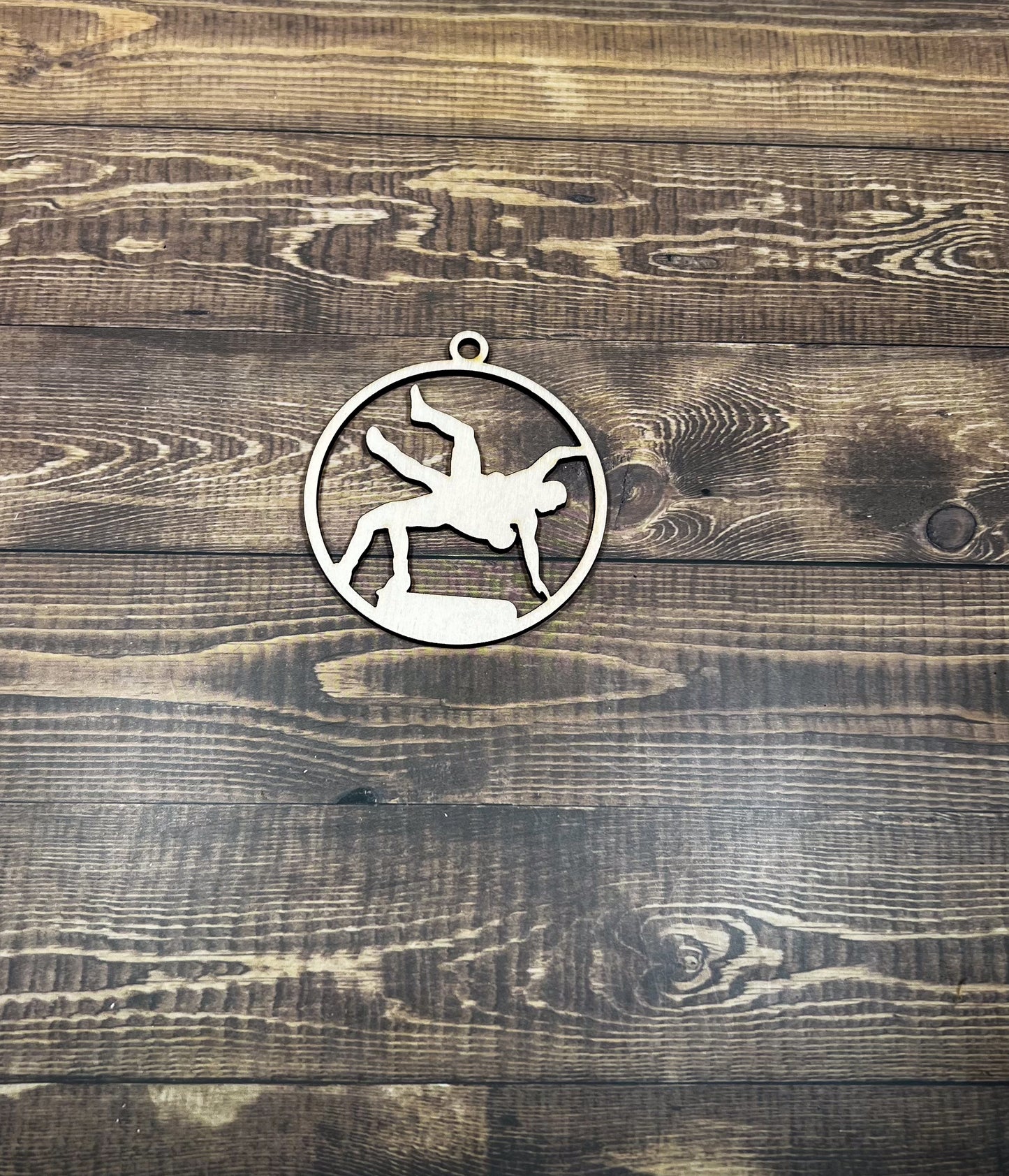 Wrestling Ornament, Wooden Sports Ornament, Sports Ornament, Engraved Ornament, Laser Engraved Wood Ornament