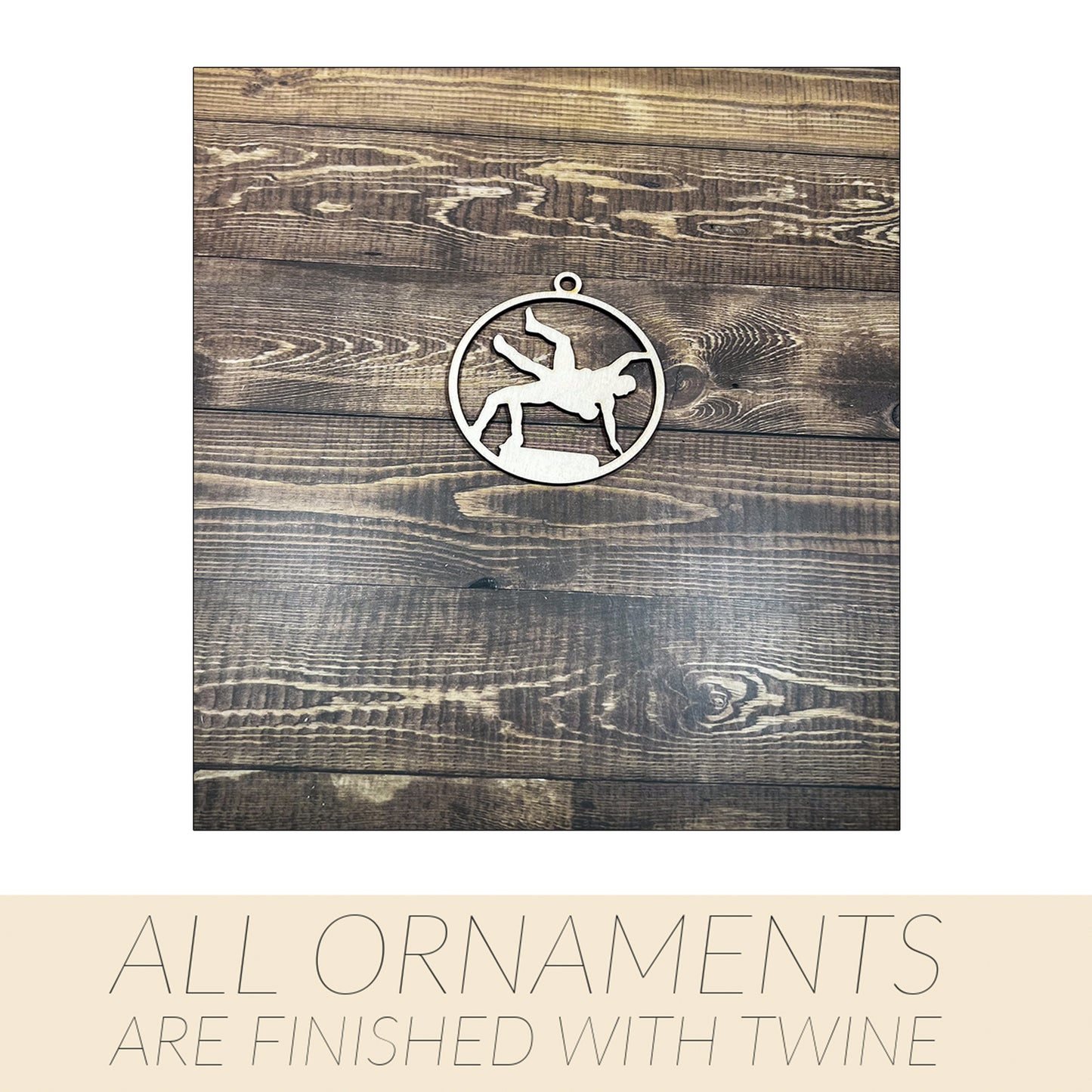 Wrestling Ornament, Wooden Sports Ornament, Sports Ornament, Engraved Ornament, Laser Engraved Wood Ornament