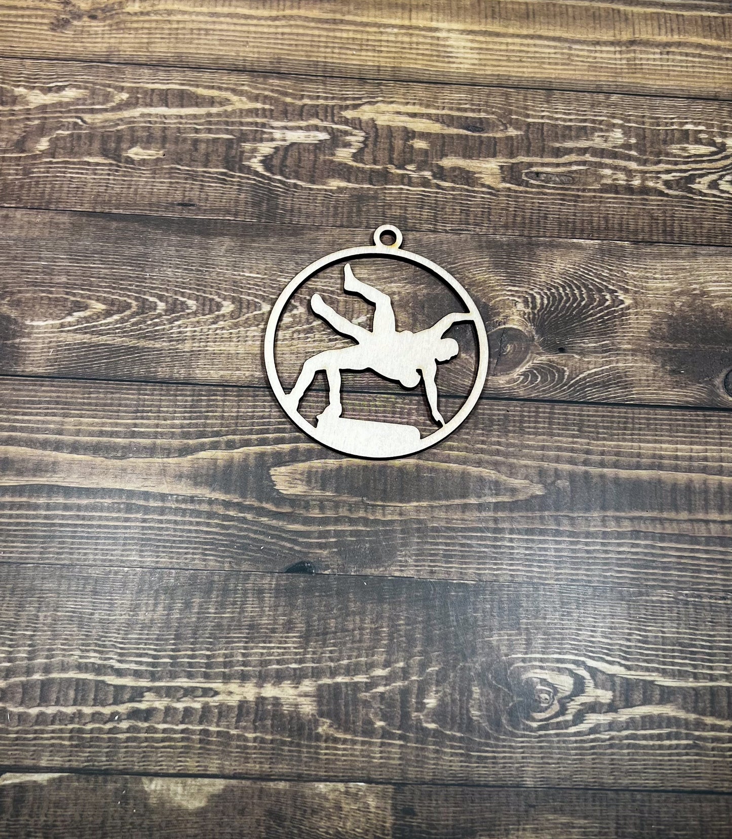 Wrestling Ornament, Wooden Sports Ornament, Sports Ornament, Engraved Ornament, Laser Engraved Wood Ornament