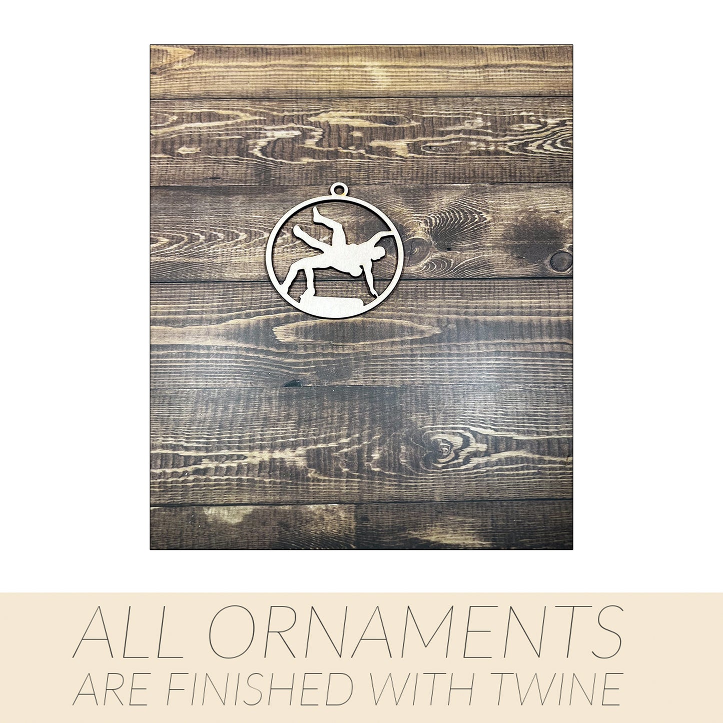 Wrestling Ornament, Wooden Sports Ornament, Sports Ornament, Engraved Ornament, Laser Engraved Wood Ornament