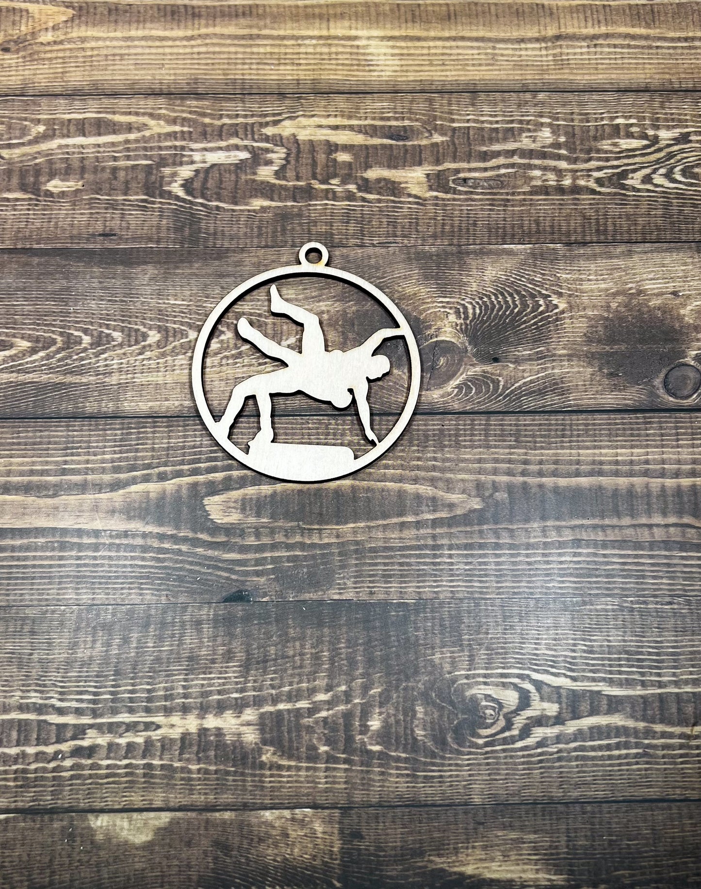 Wrestling Ornament, Wooden Sports Ornament, Sports Ornament, Engraved Ornament, Laser Engraved Wood Ornament