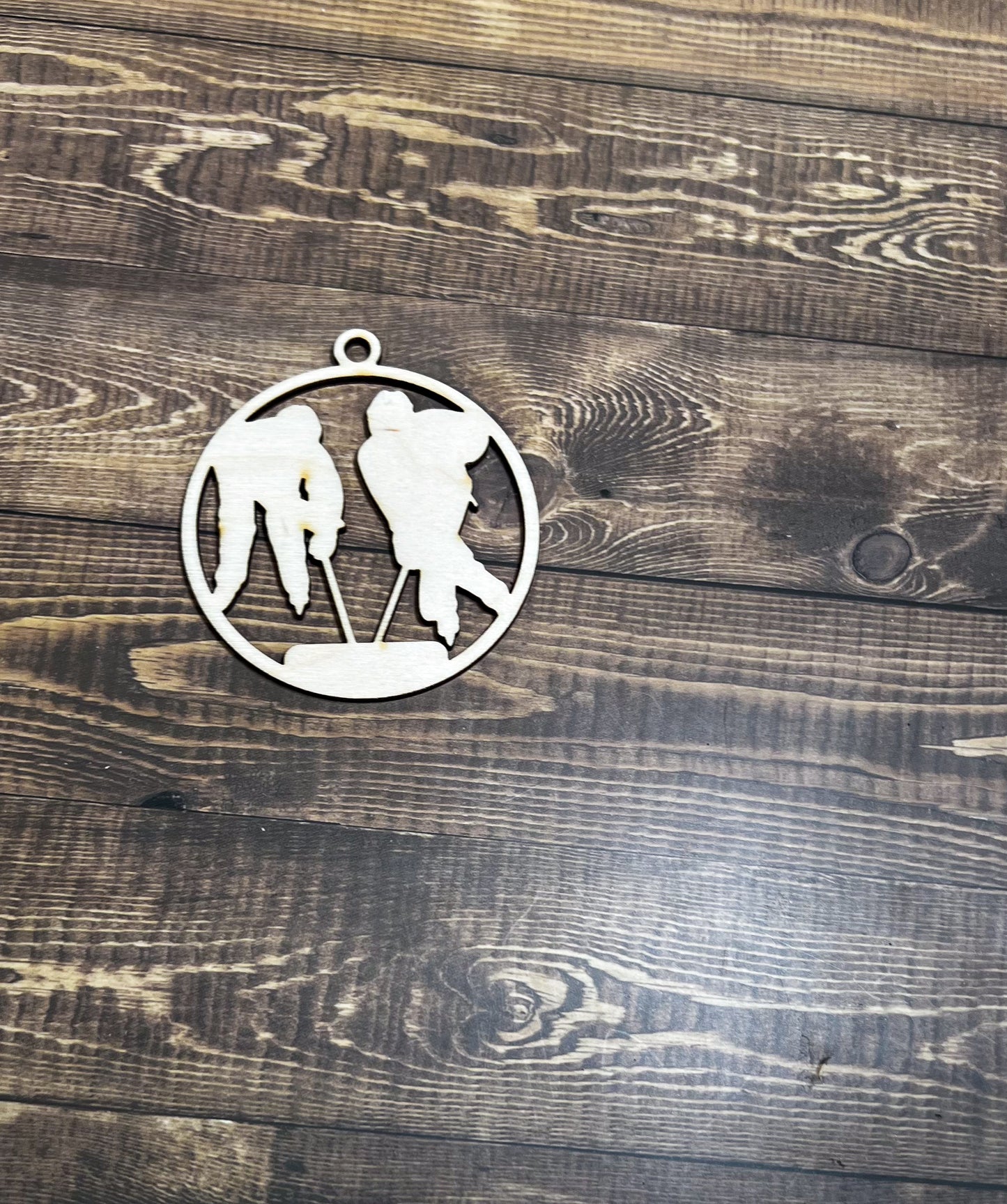 Hockey Wooden Sports Ornament, Sports Ornament, Engraved Ornament, Laser Engraved Wood Ornament