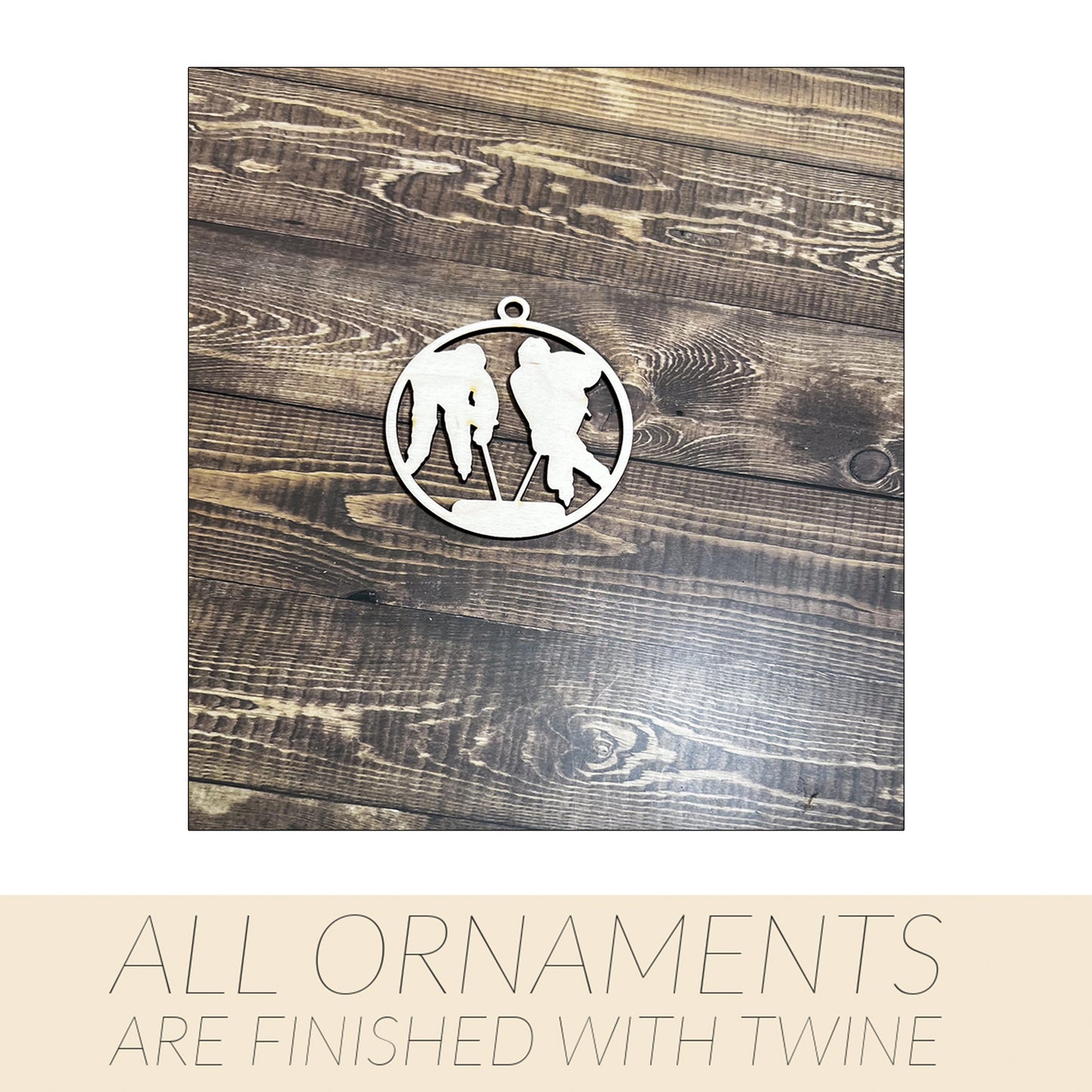 Hockey Wooden Sports Ornament, Sports Ornament, Engraved Ornament, Laser Engraved Wood Ornament