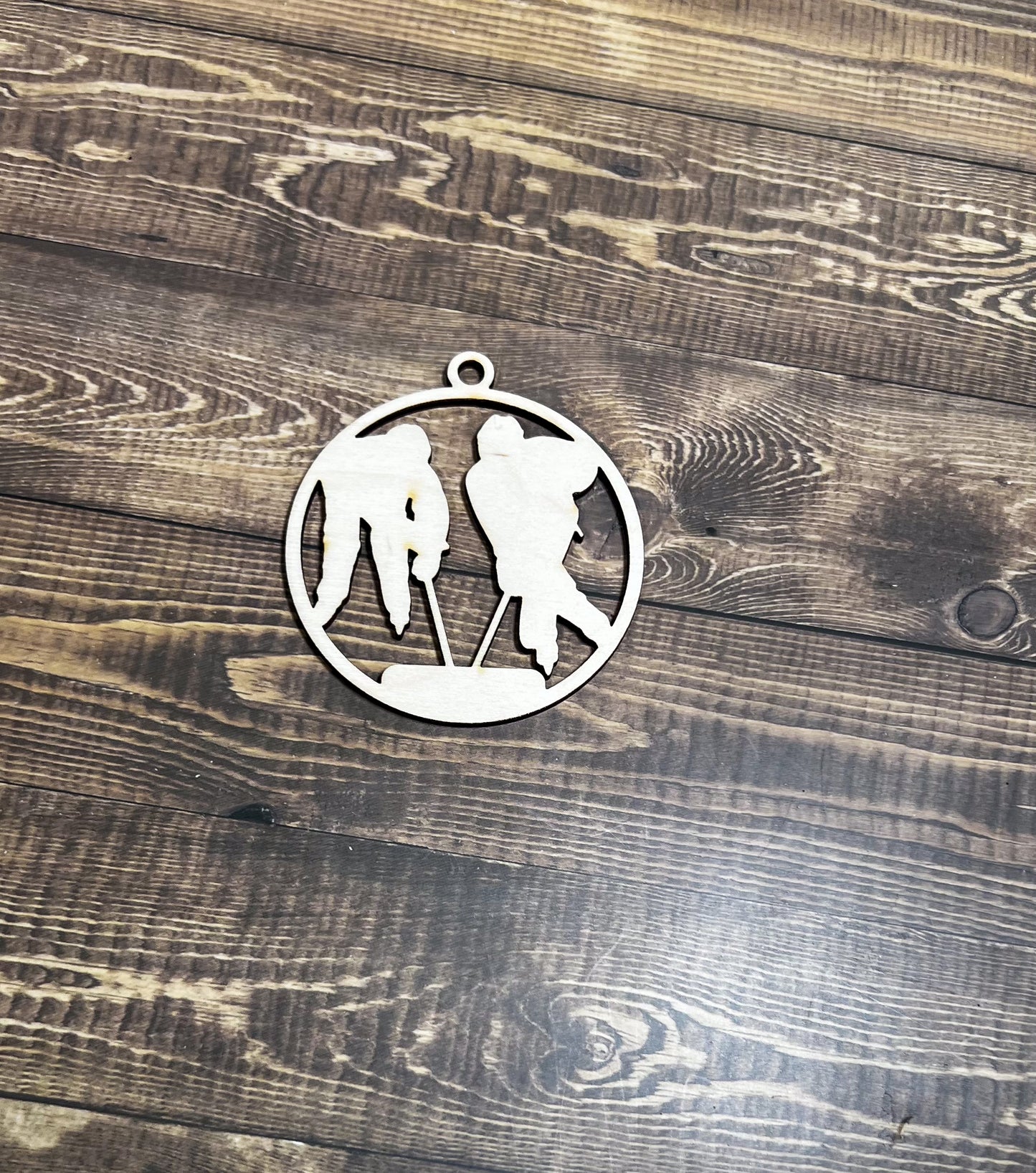 Hockey Wooden Sports Ornament, Sports Ornament, Engraved Ornament, Laser Engraved Wood Ornament