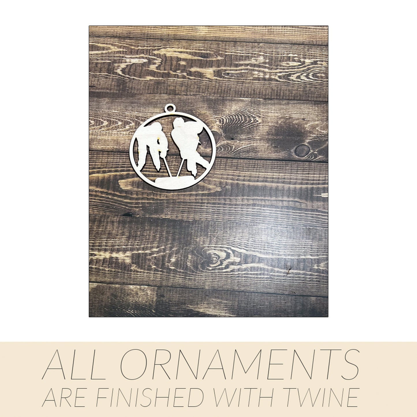 Hockey Wooden Sports Ornament, Sports Ornament, Engraved Ornament, Laser Engraved Wood Ornament