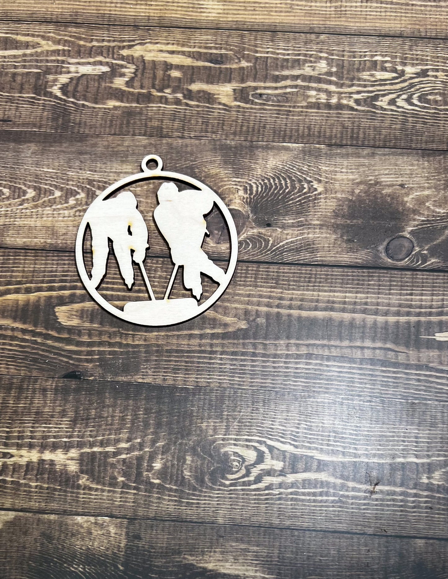 Hockey Wooden Sports Ornament, Sports Ornament, Engraved Ornament, Laser Engraved Wood Ornament
