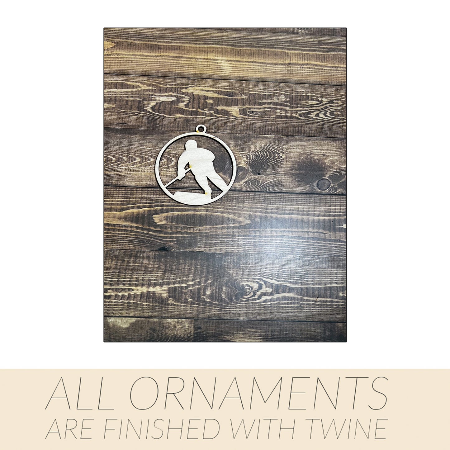 Hockey Ornament, Wooden Sports Ornament, Sports Ornament, Engraved Ornament, Laser Engraved Wood Ornament