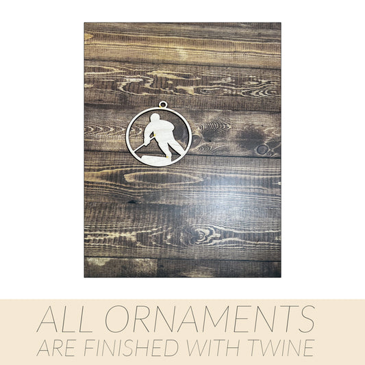 Hockey Ornament, Wooden Sports Ornament, Sports Ornament, Engraved Ornament, Laser Engraved Wood Ornament