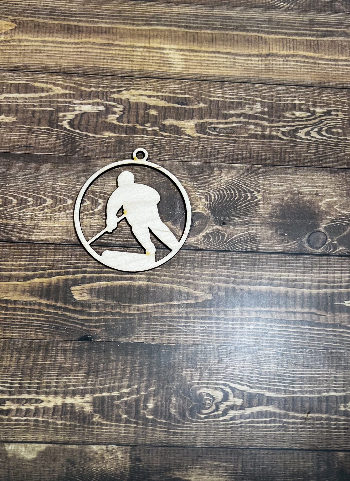 Hockey Ornament, Wooden Sports Ornament, Sports Ornament, Engraved Ornament, Laser Engraved Wood Ornament