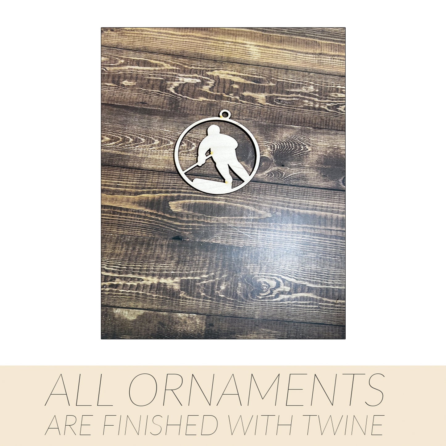 Hockey Ornament, Wooden Sports Ornament, Sports Ornament, Engraved Ornament, Laser Engraved Wood Ornament