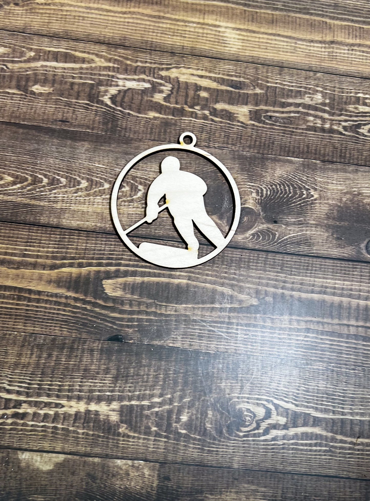 Hockey Ornament, Wooden Sports Ornament, Sports Ornament, Engraved Ornament, Laser Engraved Wood Ornament