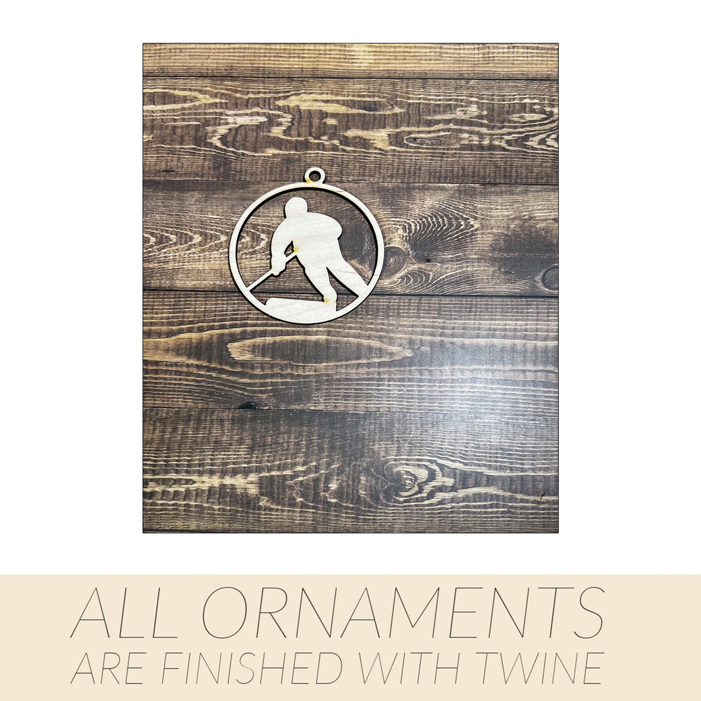 Hockey Ornament, Wooden Sports Ornament, Sports Ornament, Engraved Ornament, Laser Engraved Wood Ornament