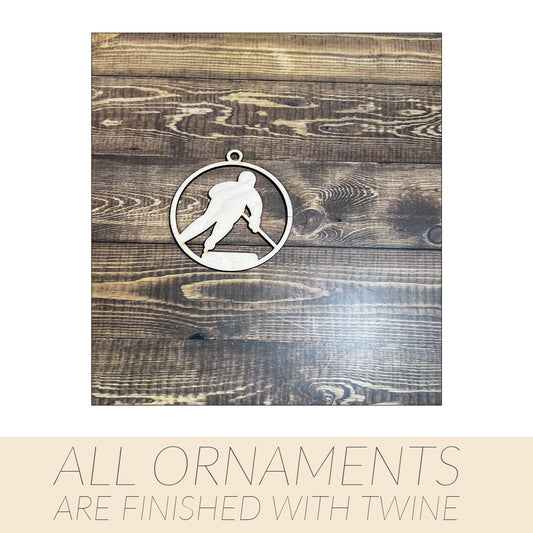 Hockey Ornament, Wooden Sports Ornament, Sports Ornament, Engraved Ornament, Laser Engraved Wood Ornament