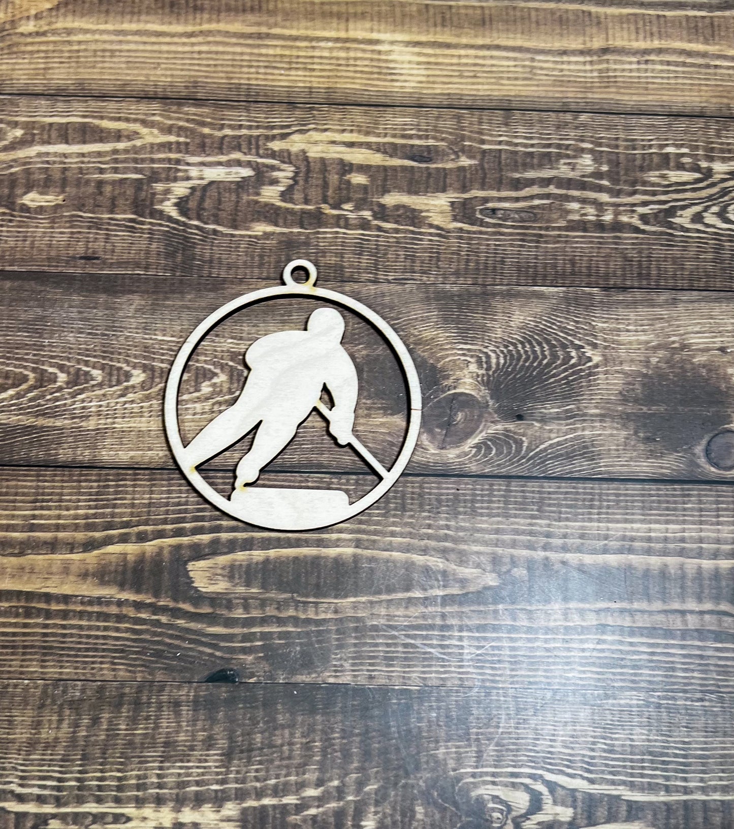 Hockey Ornament, Wooden Sports Ornament, Sports Ornament, Engraved Ornament, Laser Engraved Wood Ornament