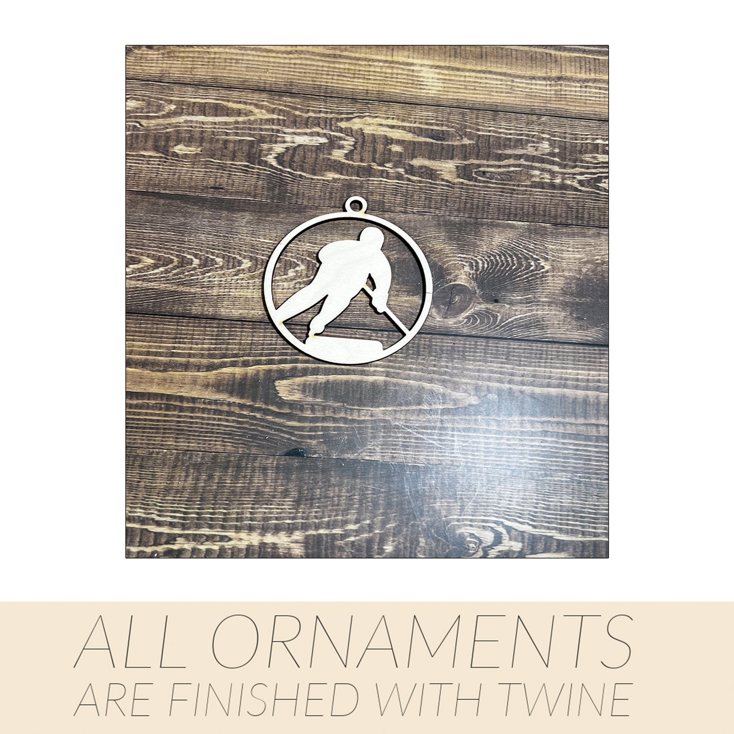 Hockey Ornament, Wooden Sports Ornament, Sports Ornament, Engraved Ornament, Laser Engraved Wood Ornament