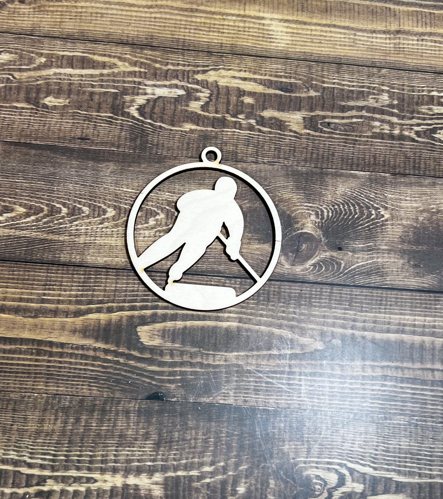 Hockey Ornament, Wooden Sports Ornament, Sports Ornament, Engraved Ornament, Laser Engraved Wood Ornament