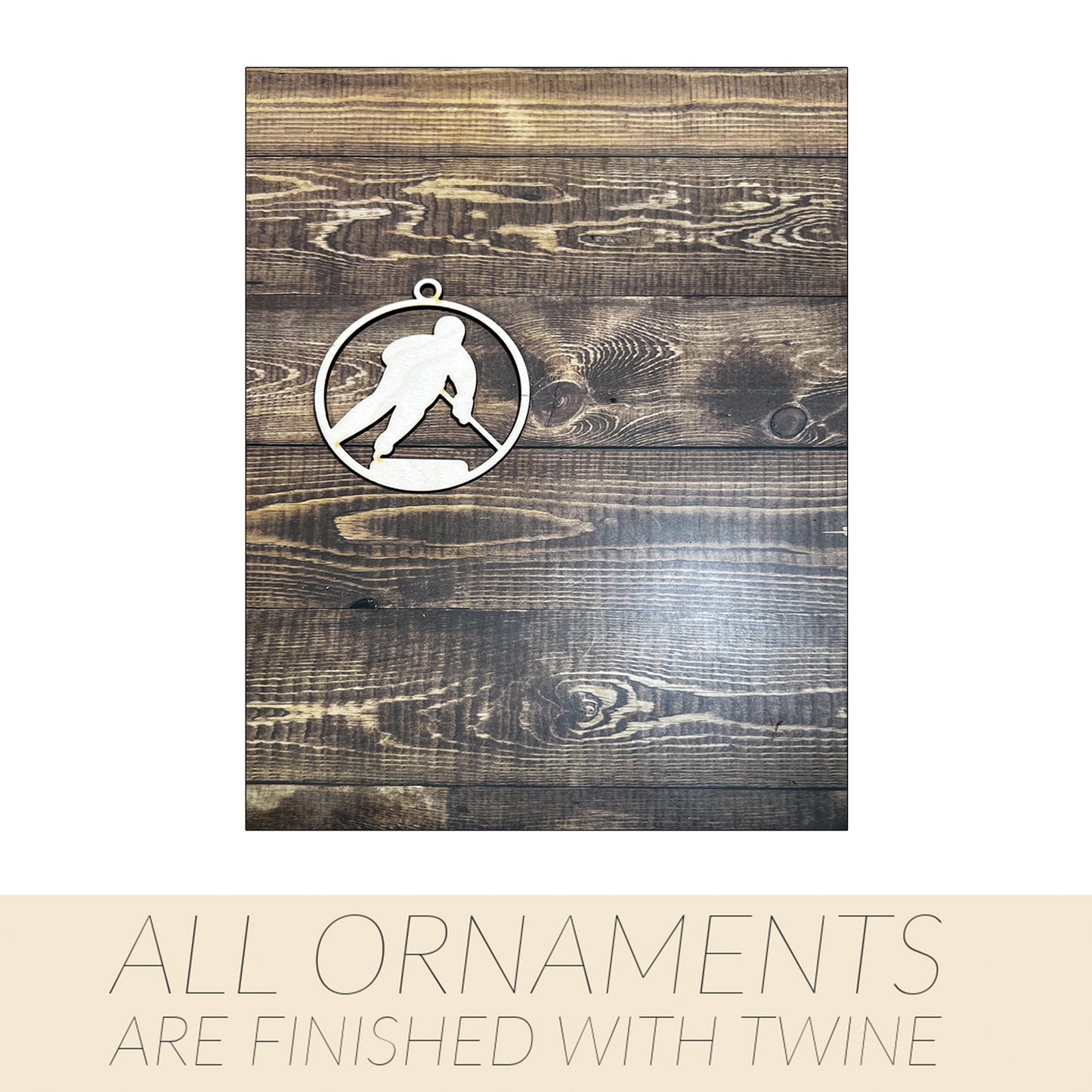 Hockey Ornament, Wooden Sports Ornament, Sports Ornament, Engraved Ornament, Laser Engraved Wood Ornament