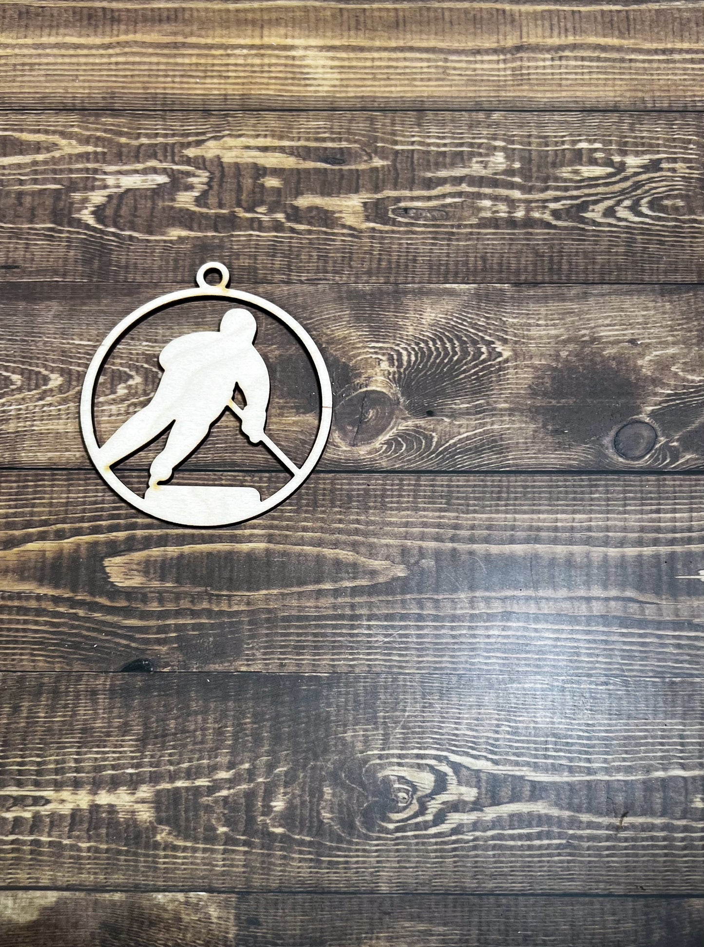 Hockey Ornament, Wooden Sports Ornament, Sports Ornament, Engraved Ornament, Laser Engraved Wood Ornament