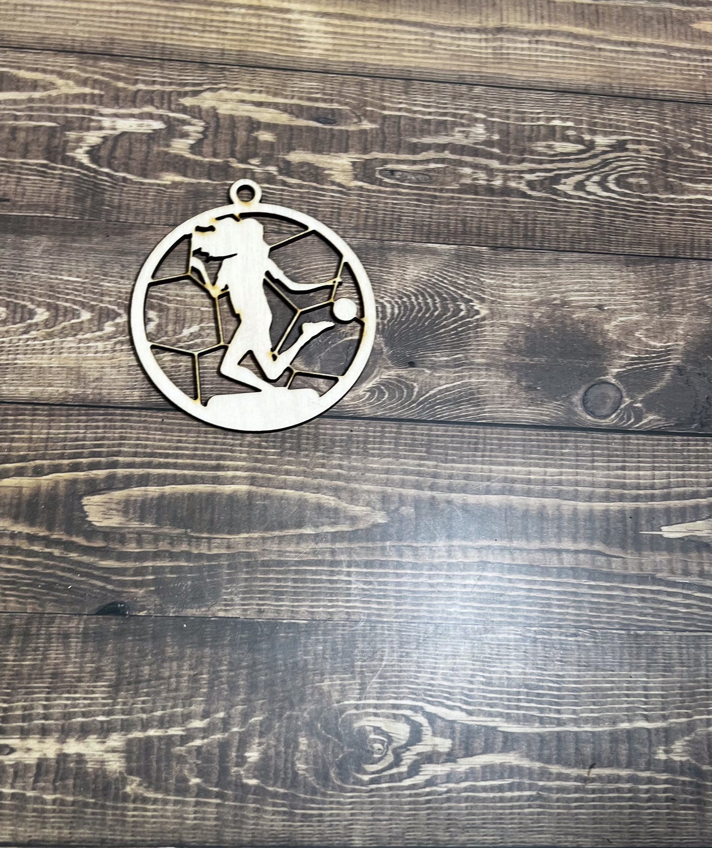 Soccer Ornament.  Wooden Sports Ornament, Sports Ornament, Engraved Ornament, Laser Engraved Wood Ornament