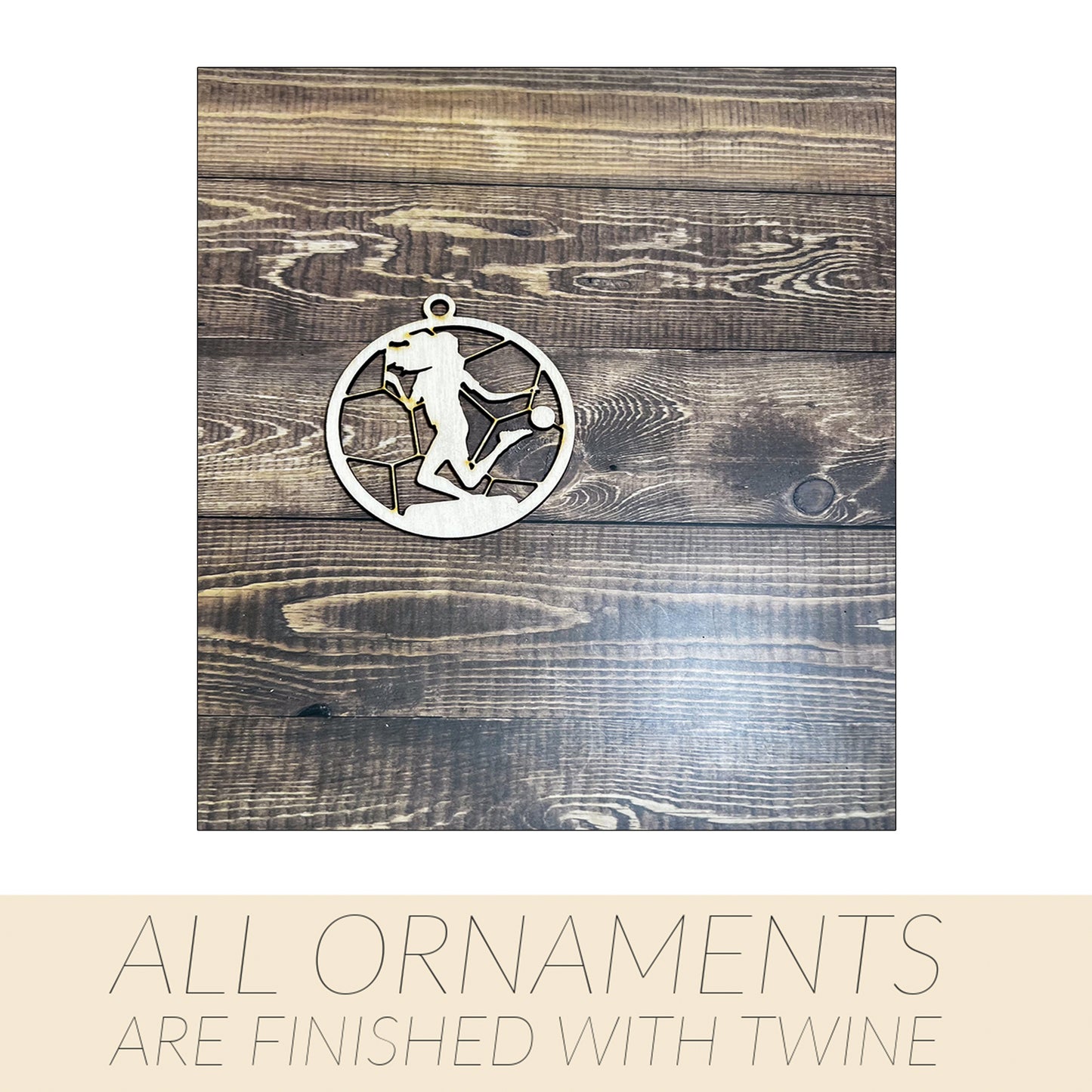 Soccer Ornament.  Wooden Sports Ornament, Sports Ornament, Engraved Ornament, Laser Engraved Wood Ornament