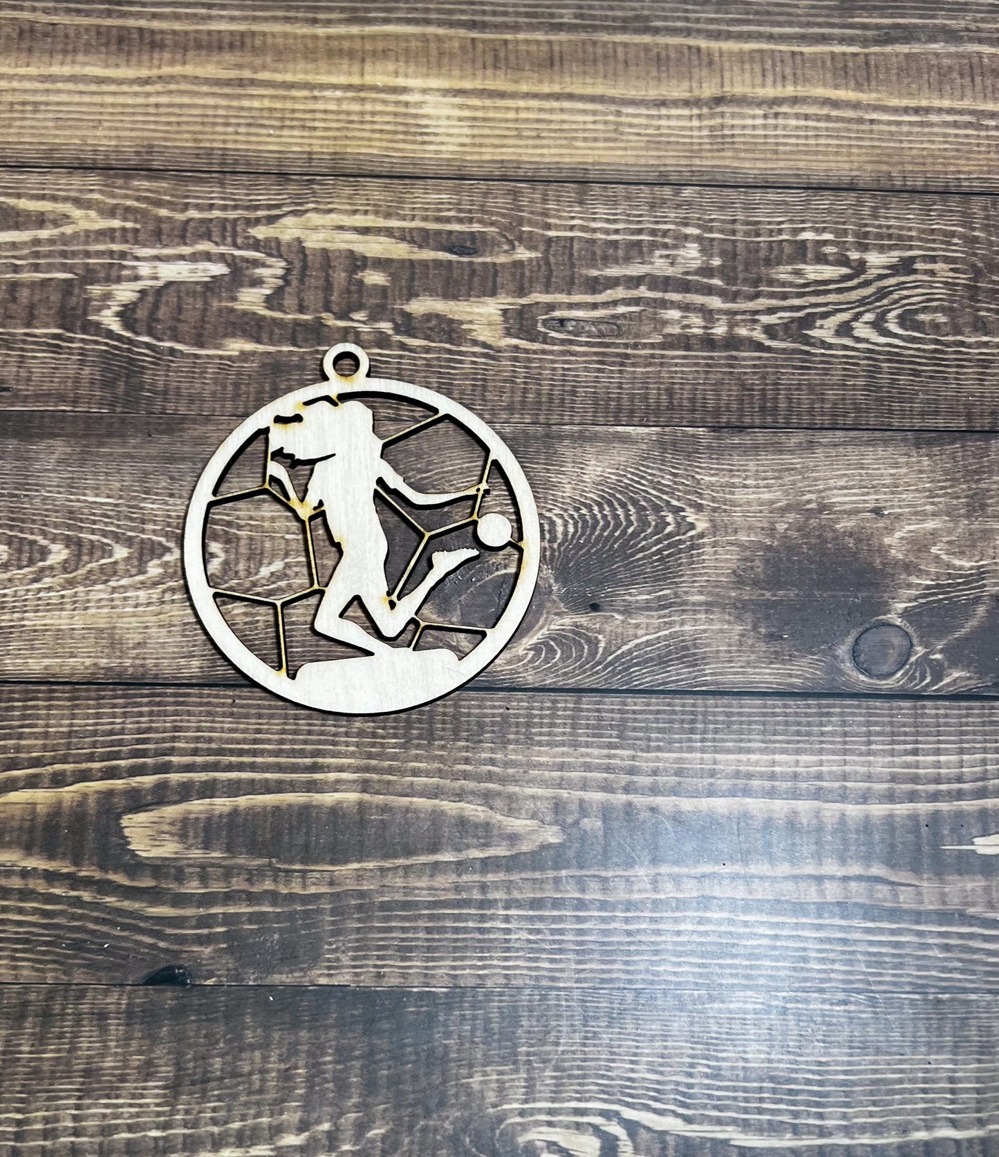 Soccer Ornament.  Wooden Sports Ornament, Sports Ornament, Engraved Ornament, Laser Engraved Wood Ornament