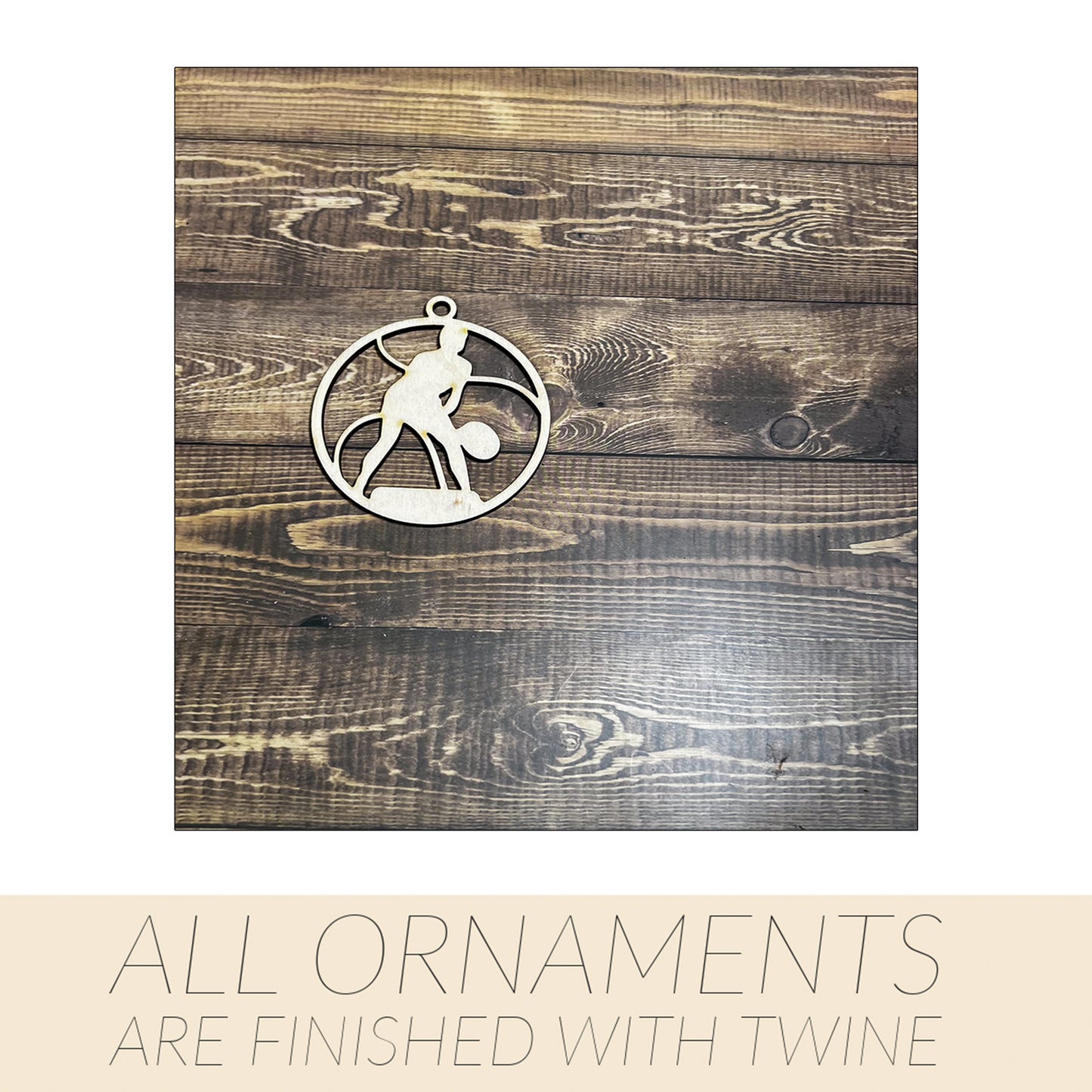Tennis Ornament, Wooden Sports Ornament, Sports Ornament, Engraved Ornament, Laser Engraved Wood Ornament
