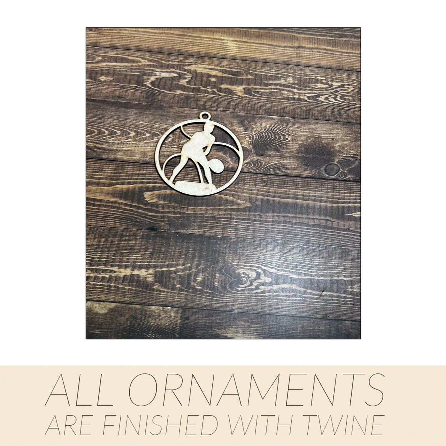 Tennis Ornament, Wooden Sports Ornament, Sports Ornament, Engraved Ornament, Laser Engraved Wood Ornament