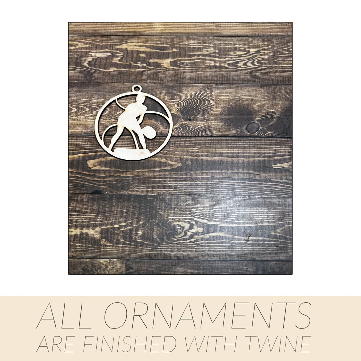 Tennis Ornament, Wooden Sports Ornament, Sports Ornament, Engraved Ornament, Laser Engraved Wood Ornament