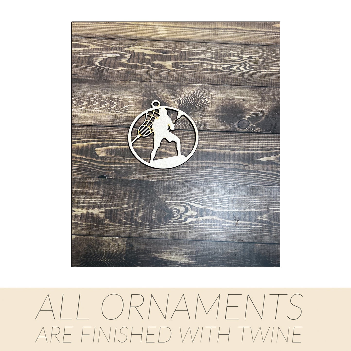 Lacrosse Ornament, Wooden Sports Ornament, Sports Ornament, Engraved Ornament, Laser Engraved Wood Ornament