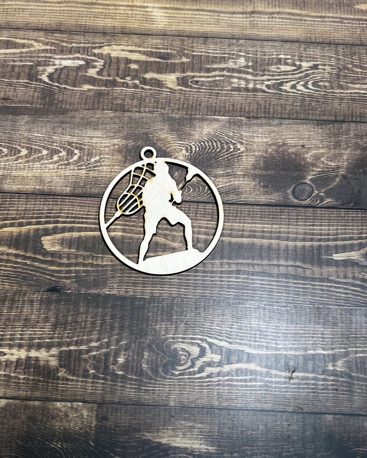 Lacrosse Ornament, Wooden Sports Ornament, Sports Ornament, Engraved Ornament, Laser Engraved Wood Ornament