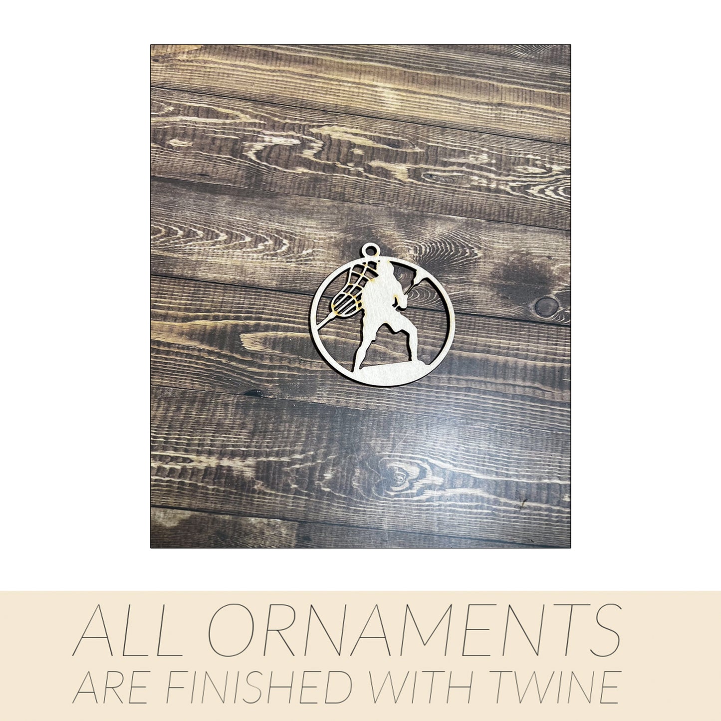 Lacrosse Ornament, Wooden Sports Ornament, Sports Ornament, Engraved Ornament, Laser Engraved Wood Ornament