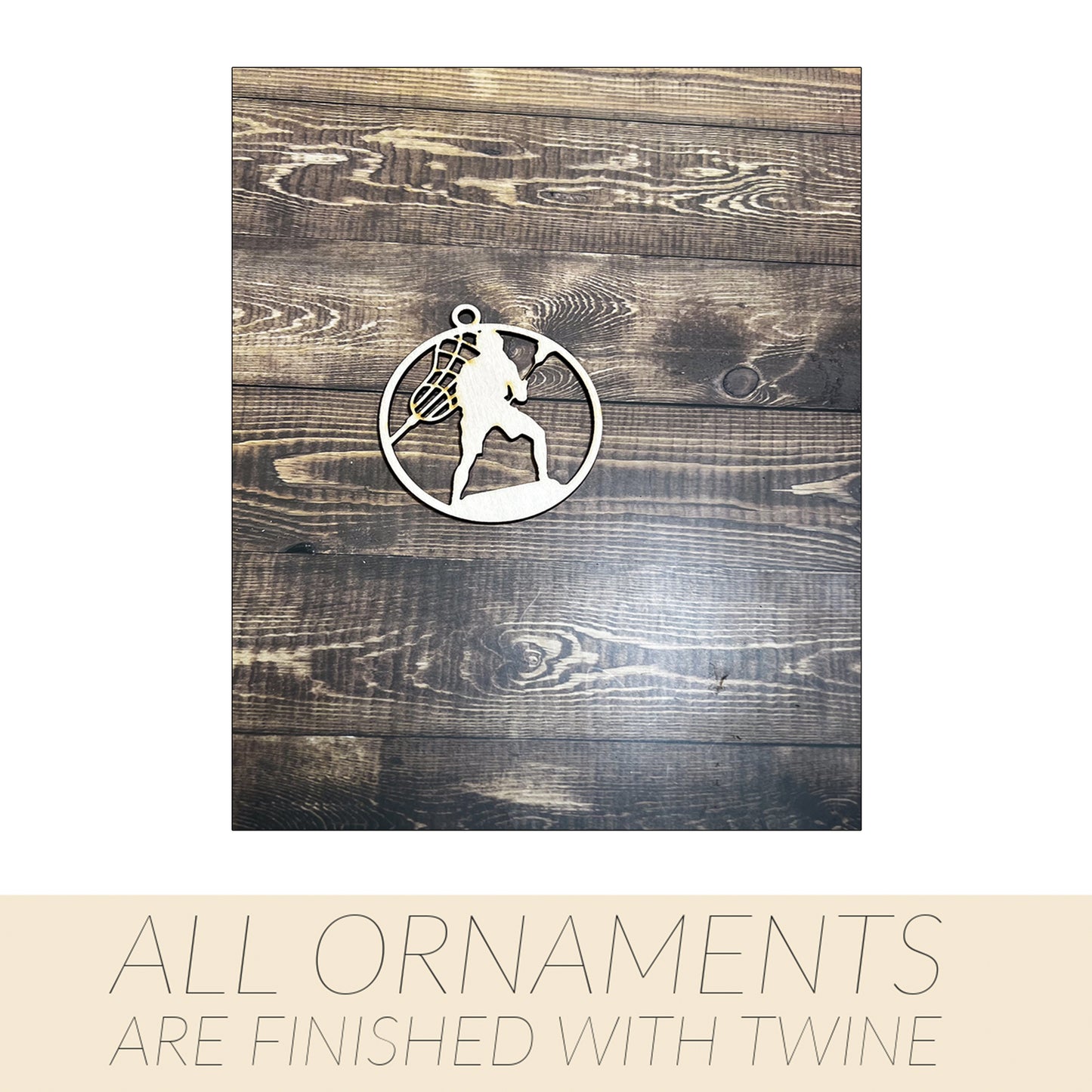 Lacrosse Ornament, Wooden Sports Ornament, Sports Ornament, Engraved Ornament, Laser Engraved Wood Ornament