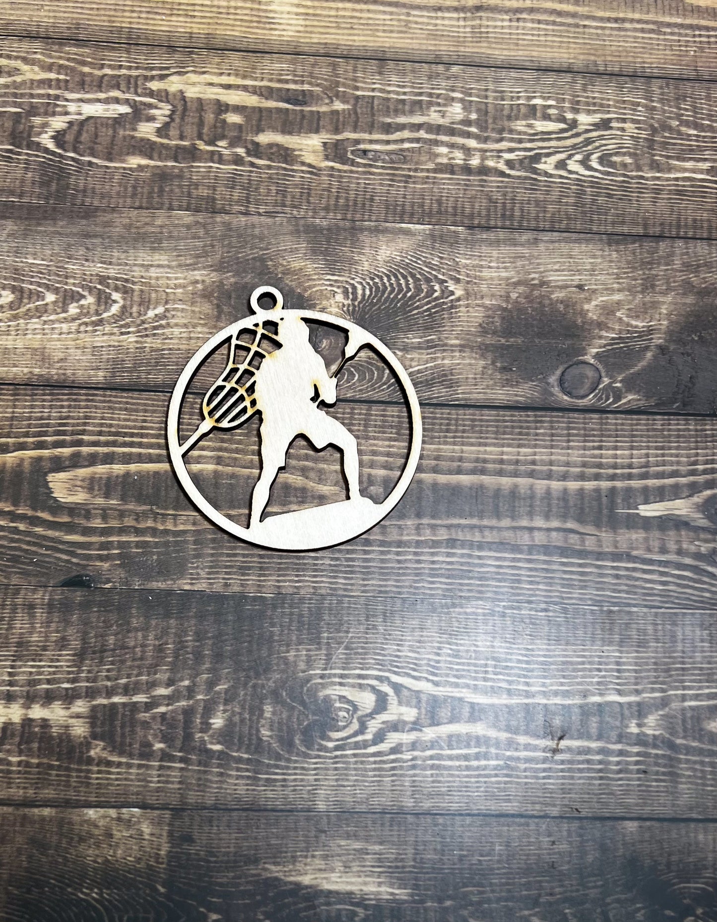 Lacrosse Ornament, Wooden Sports Ornament, Sports Ornament, Engraved Ornament, Laser Engraved Wood Ornament